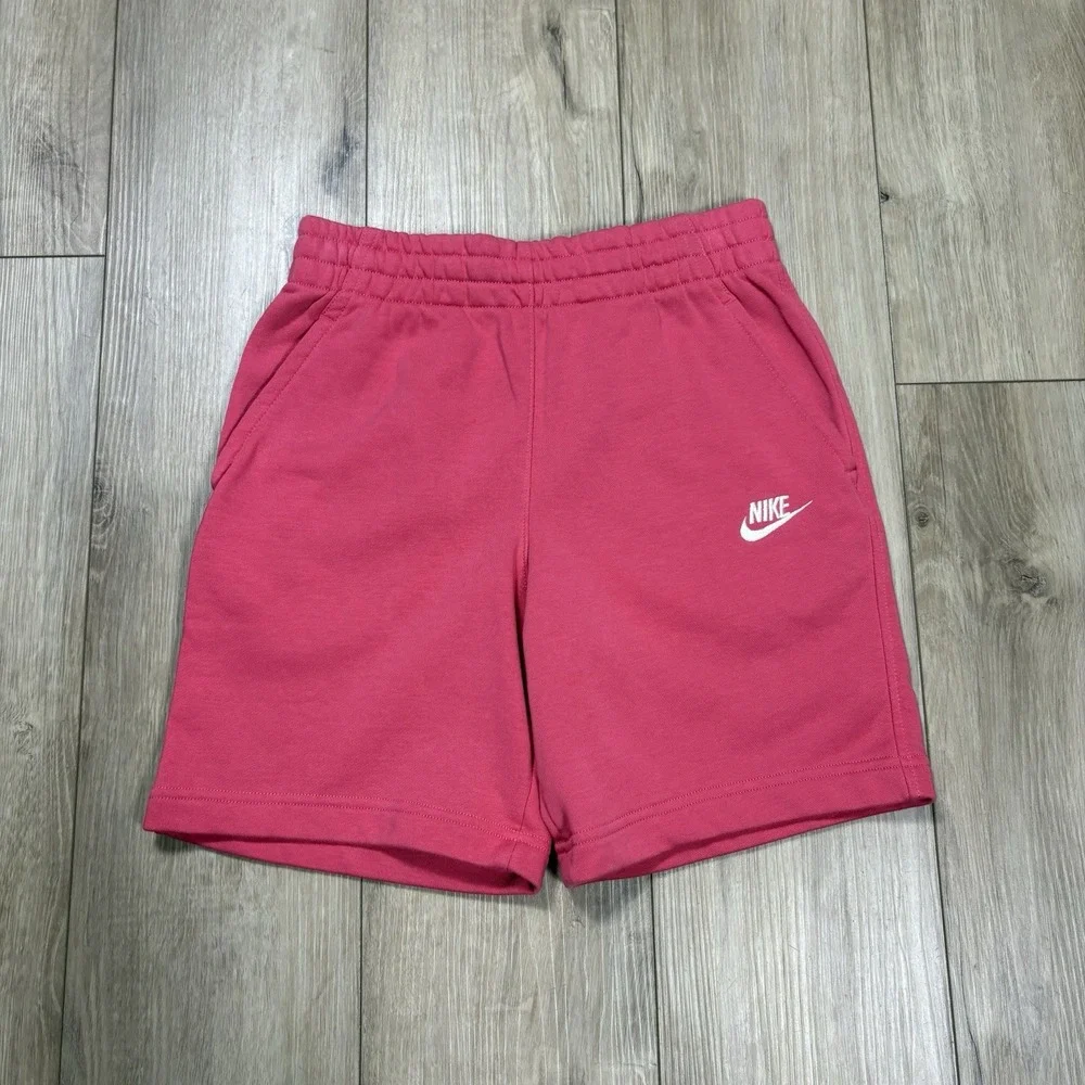 Youth Nike Club Fleece French Terry Shorts Pink Large L